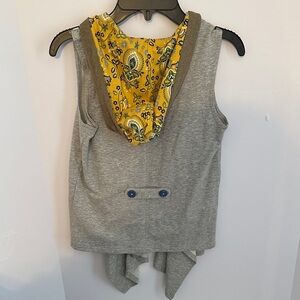 Matilda Jane Gray Sleeveless Hoodie with Yellow Pattern